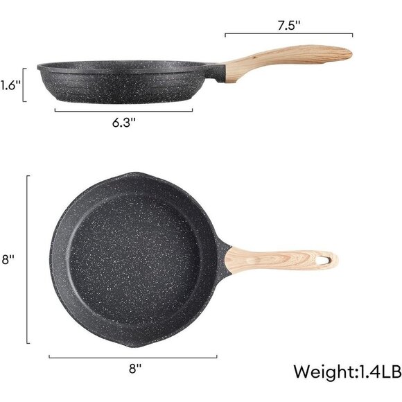 8 inch Nonstick  Frying Pan Granite Stone Coating Cookware Nonstick Omelette - Picture 2 of 8